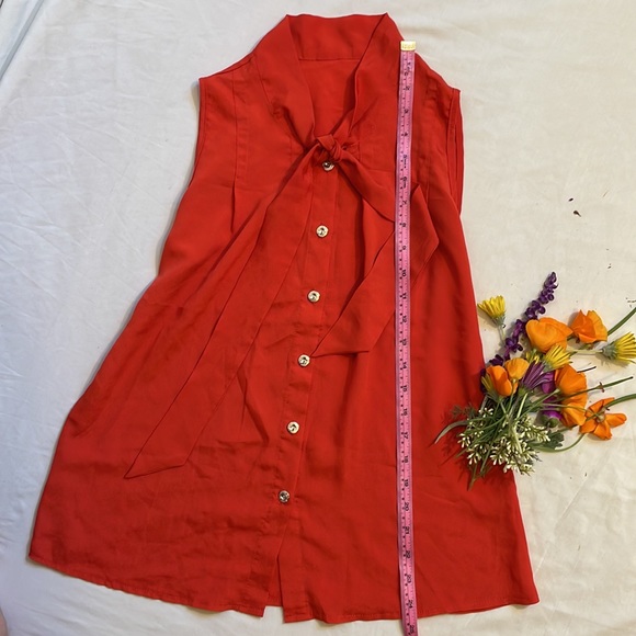 Vintage Orange Swing Sleeveless Blouse with Tie size XS - Picture 2 of 6
